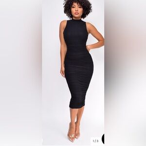 Emprada Elegant Black Midi Dress